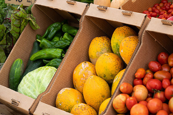 Frutas y verduras de la feria KM.0 Gran Canaria